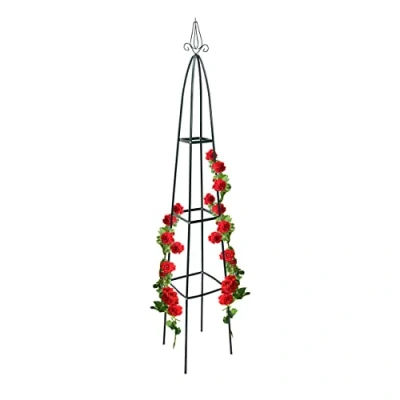 Afbeelding van 4 x tuinobelisken voor rozen, vrijstaand, klimhulp klimplanten, zuil, metaal, HLP 192 35 cm, groen
