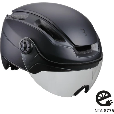 Afbeelding van BBB Cycling Indra Faceshield Fietshelm Volwassenen E Bike helm met Vizier NTA 8776 Gecertificeerd voor Speed Pedelec Snorscooter &amp; Snorfiets Mat Zwart / Transparant Maat L BHE 56F