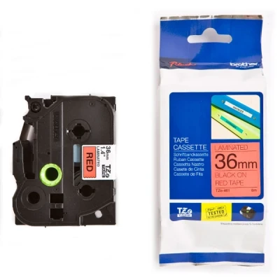 Image de Brother Brillant Noir sur rouge Rouleau (36 cm x 8 m) 1 cassette(s) ruban pour PT H110; P Touch 1290 3600 D800 H110 P900 P950; Cube XP 910