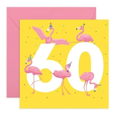 Afbeelding van CENTRAL 23 verjaardagskaart 60 jaar voor vrouwen, flamingo, jaar, vrouw, verjaardagskaarten dochter, zus, nichtje, vriendin, moeder, levering met stickers