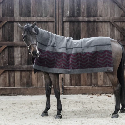 Image de Kentucky Couverture Polaire Heavy Square Fishbone Gris/Bord 210x200cm