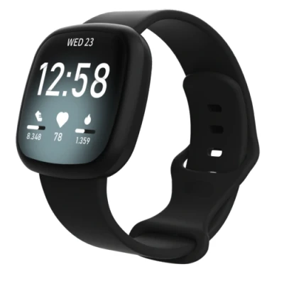 Afbeelding van Fitbit Versa 3 &amp; 4 / Sense 1 2 Sportbandje Zwart Maat: S/M