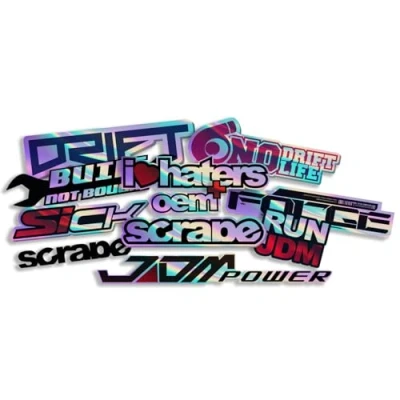 Afbeelding van Finest Folia JDM stickerset voor auto motorfiets Japanse helm OEM tuning sticker R207 weerbestendig stickervel 3 met effect