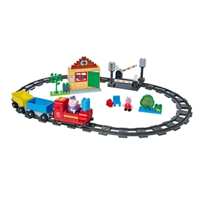 Afbeelding van Big Bloxx Peppa Pig Train Fun bouwset met en Opa 55 delig, voor kinderen vanaf 18 maanden