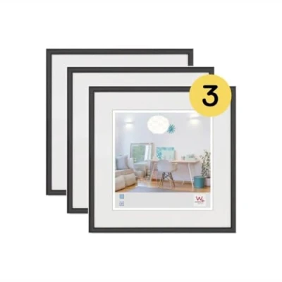Afbeelding van Walther Design Lot van 3 frames KV330B3 fotolijst New Lifestyle 30x30cm kunststof zwart