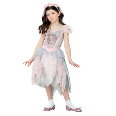 Afbeelding van Smiffy&#039;s Spook &amp; Skelet Kostuum Spookachtig Bruidje Casperina Kind Meisje Wit / Beige Large Halloween Verkleedkleding