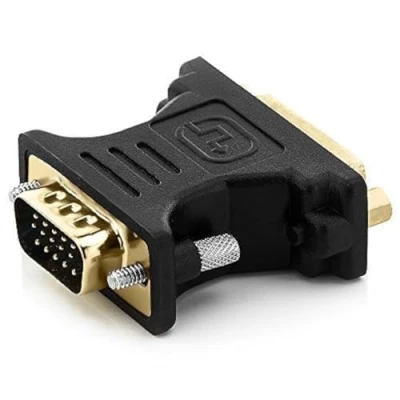 Afbeelding van deleyCON DVI I naar VGA poort (24+5) Connector voor PC Monitor Projector Videokaart Zwart