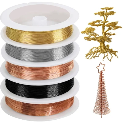 Afbeelding van Kurtzy 5 Pak Koperen Sieraden Maak Draad 0,4mm Kleuren Flexibel Metaal Voor DIY, Artistiek Bloemen Maken, Kralen Rijgen en Modelmaken