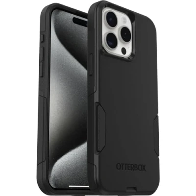 Afbeelding van OtterBox Commuter beschermhoes voor iPhone 15 Pro Max, schokbestendig, valbescherming, ondersteunt 3 x meer vallen dan militaire standaard, zwart, levering zonder verpakking