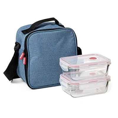 Afbeelding van Tatay Koeltas voor lunch, inhoud 3 l, met 2 luchtdichte glazen dozen 0,57 denim blauw, 22 x 12 21,5 cm