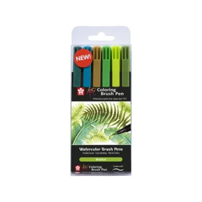 Afbeelding van Sakura Koi Coloring Brush Pen set Botanical 6 kleuren