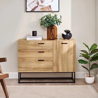 Afbeelding van Commode Orkland 75x100x35 cm zwart en eiken
