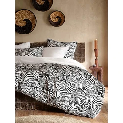 Afbeelding van De Witte Lietaer Dekbedovertrek Zebra Cream Lits Jumeaux 240 x 220 cm Katoen Flanel