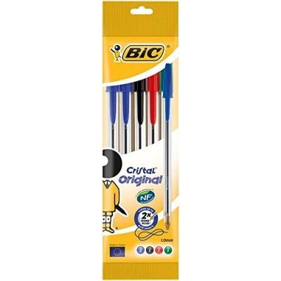Afbeelding van Balpen Bic Cristal medium assorti blister à 5 stuks