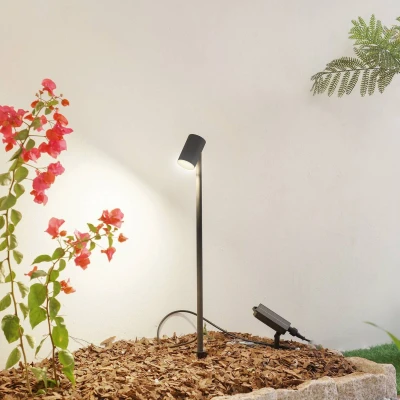 Afbeelding van Lindby LED lamp op zonne energie Myric, zwart, aluminium, 3.000 K