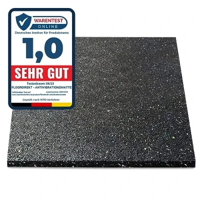 Afbeelding van Floordirekt Gerecycleerde anti trillingsmat, gemaakt in Duitsland, op maat te snijden, verschillende diktes, ideaal voor wasmachine, droger, 60 x 2 cm