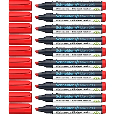 Afbeelding van Schneider whiteboardmarker Maxx 293 beitelpunt rood 10 stuks voor whiteboard en flipover S 129302