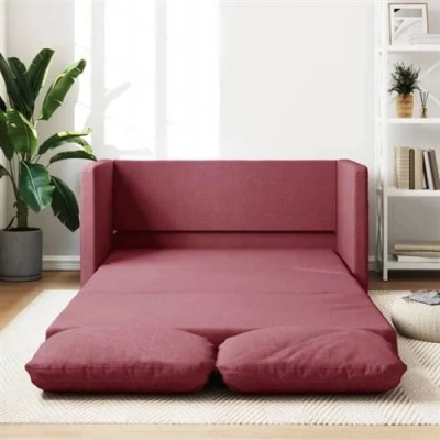 Afbeelding van Slaapbank vloermodel 2 in 1 112x174x55 cm stof wijnrood