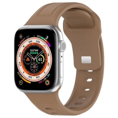 Afbeelding van By Qubix Square siliconen band Bruin Geschikt voor Apple Watch 44mm 45mm 46mm 49mm (Ultra 1&amp;2)