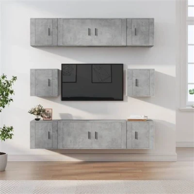 Afbeelding van vidaXL Ensemble de Meubles TV 8 pcs, Armoires Télévision Murales, Télé Salon Salle Séjour Intérieur, Gris Béton Bois d&#039;Ingénierie