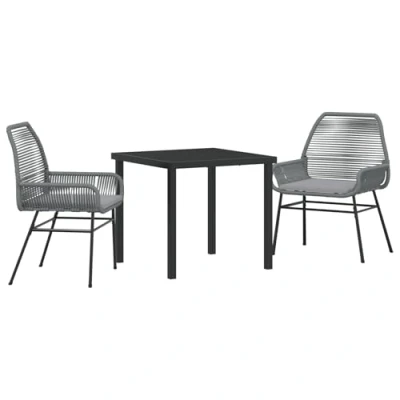 Afbeelding van vidaXL 3 delige tuinset met kussens Grijs Poly Rattan
