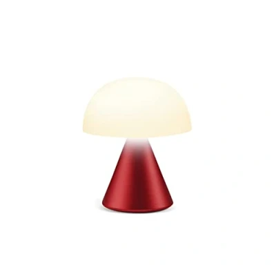 Afbeelding van Lexon MINA Mini paddenstoellamp, draadloos, oplaadbaar, led tafellamp, dimbaar, tot 12 uur looptijd, donkerrood
