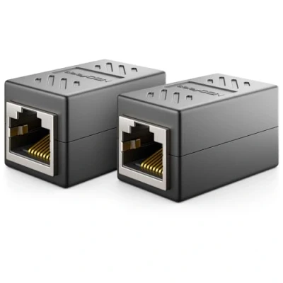 Afbeelding van deleyCON 2 x CAT6 koppeling kabelconnector netwerkkabel patchkabel ethernetkabel modulaire adapter afgeschermd bus RJ45 DSL LAN zwart