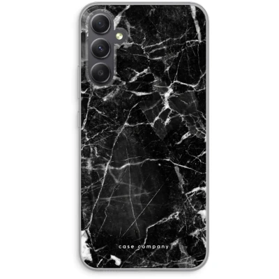 Afbeelding van Case Company® hoesje geschikt voor Samsung Galaxy A34 Zwart Marmer Soft Cover Telefoonhoesje Bescherming aan alle Kanten en Schermrand