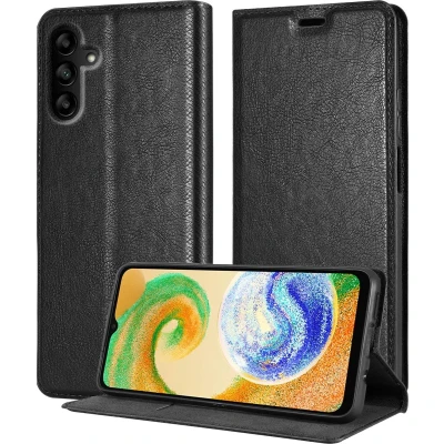 Afbeelding van Cadorabo Hoesje geschikt voor Samsung Galaxy A04s in ZWARTE NACHT Beschermhoes met magnetische sluiting, standfunctie en kaartvakje Book Case Cover Etui