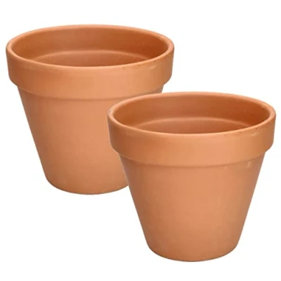 Afbeelding van KOTARBAU® Set van 2 plantenpotten, terracotta, diameter 19 cm, met rand voor binnen en tuin