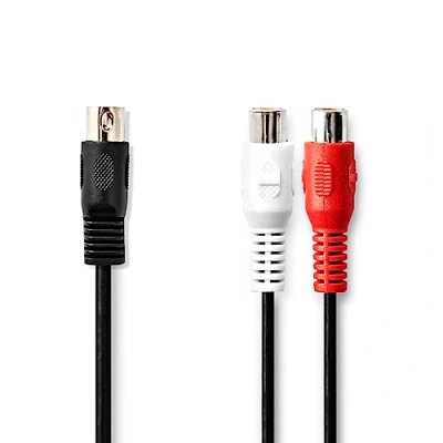 Afbeelding van DIN Audiokabel 5 Pins Male 2x RCA Female Vernikkeld 0.20 m Rond PVC Zwart