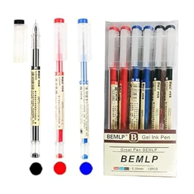 Afbeelding van 12 stuks gelpennen met extra fijne punt 0,35 mm vloeibare inkt balpen Sneldrogend Japanse schrijfwaren Voor kantoor, school, (4 zwart, 4 blauw,