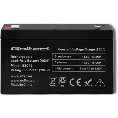 Afbeelding van Qoltec AGM accu 6V 7,2 Ah max. 64,8A.