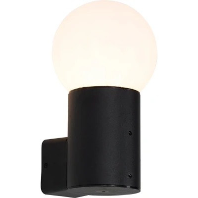 Afbeelding van QAZQA Buiten wandlamp zwart met opaal glas IP44 Huma