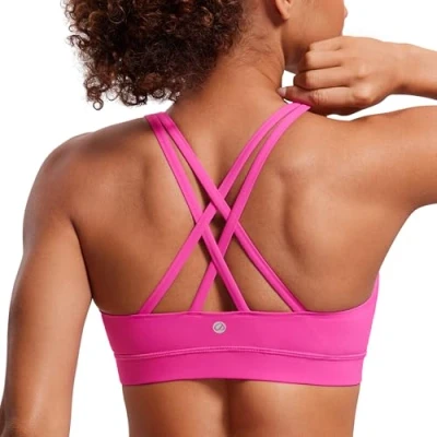 Afbeelding van CRZ YOGA Sportbeha voor dames, yoga, fitness, afneembaar, zonder beugel, Hibiscus Paars