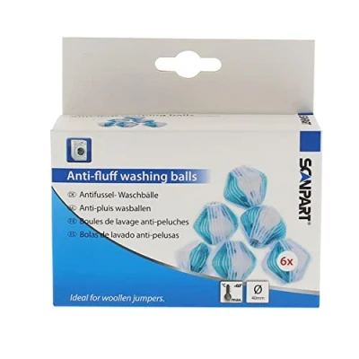 Afbeelding van Scanpart Anti Pluis Wasmachine Ballen 4 Cm 6 Stuks Blauw/Wit