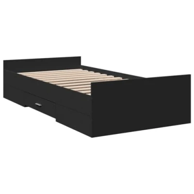 Afbeelding van vidaXL Bedframe met lades bewerkt hout zwart 100x200 cm