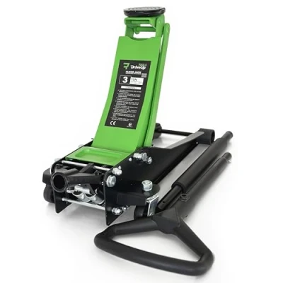 Afbeelding van DRIVEUPTOOLS Extra platte Hydraulische krik voor auto 3T met trolley Dubbele zuigerlift 75 500 mm Autokrik capaciteit tot 3000 kg Licht