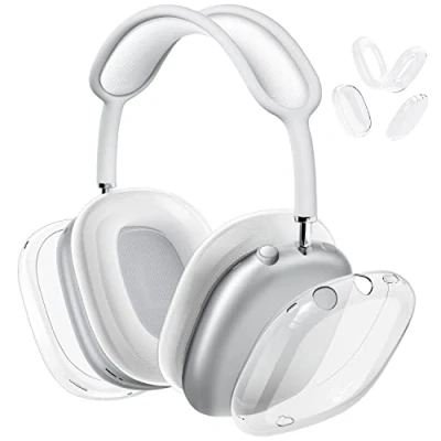 Afbeelding van VICHYIE Airpods Max hoes, met oorkussens, transparante zachte TPU krasbestendig, stofdicht, accessoires voor hoofdtelefoon (transparante set)