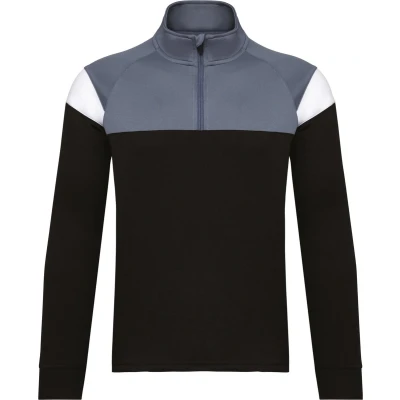 Afbeelding van PROACT Trainingssweater 1/4 rits kind PA388 Black / sporty grey