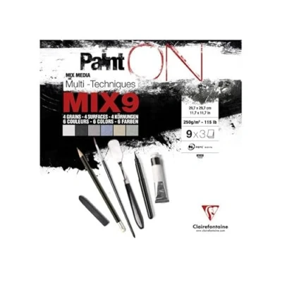 Afbeelding van Paint On mixed media blok vierkant assorti mix 9