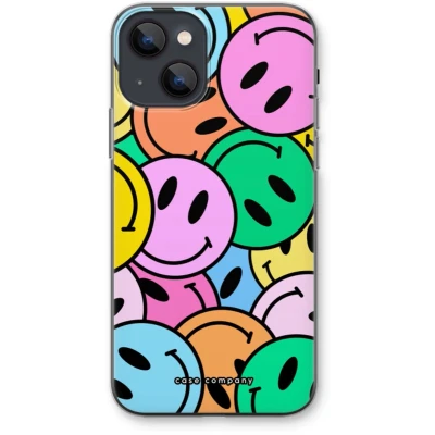Afbeelding van Case Company® hoesje geschikt voor iPhone 13 mini Smiley N1 Soft Cover Telefoonhoesje Bescherming aan alle Kanten en Schermrand