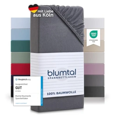 Afbeelding van Blumtal hoeslaken 200 x 220 cm katoen (x1) jersey 100% tot 25 hoogte grijs