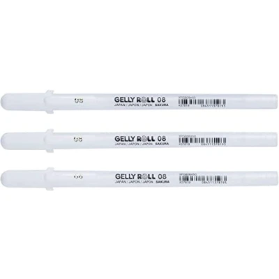 Afbeelding van Sakura Gelly Roll rollerball met medium punt, wit, 3 stuks