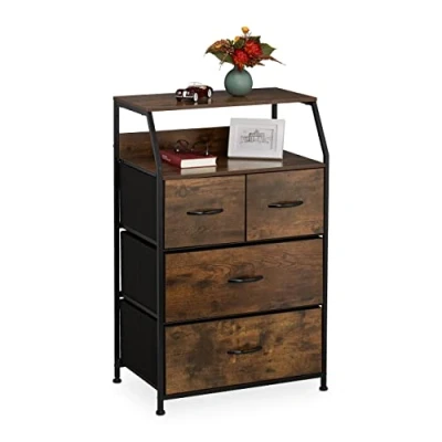 Afbeelding van Relaxdays Ladekast industrieel opbergkast 4 lades dressoir wandkast houtkleur