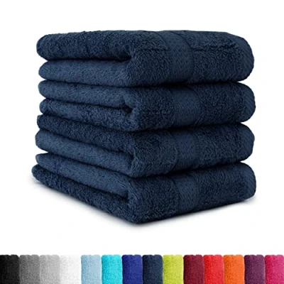 Afbeelding van Set van 4 handdoeken in vele kleuren 50 x 100 cm marineblauw