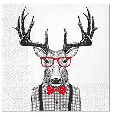 Afbeelding van Hirschmann Servetten Chic Dierenmotief, grappig, bos, jacht, tafeldecoratie, 33 x cm, 20 stuks
