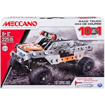 Afbeelding van MECCANO 4 x race SUV&#039;s 10 modellen verschillende voertuigen om te bouwen met besturing en ophangingen 225 onderdelen 2 gereedschappen Bouwspel Speelgoed voor kinderen vanaf