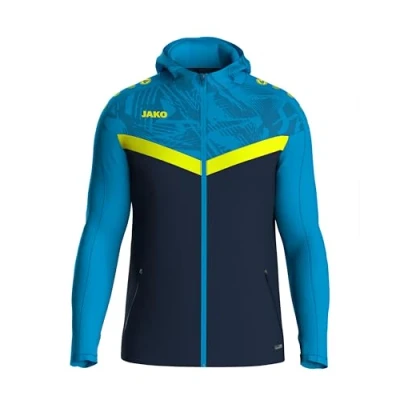 Afbeelding van Jako Iconic Jas Met Kap Heren Marine / Blauw Fluogeel Maat: XL