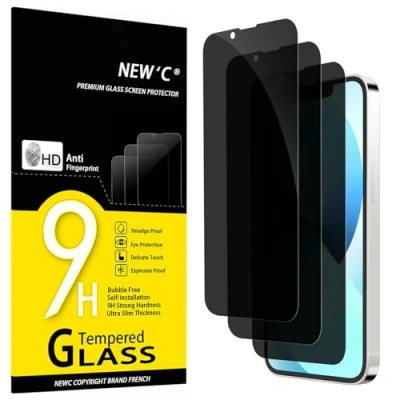 Afbeelding van NEW&#039;C Set van 3, anti spionage gehard glas voor iPhone 13 Mini (5,4 inch) displaybeschermfolie effectief tegen krassen zonder luchtbellen extreem robuust hardheid 9H